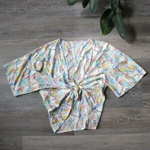 Scarlet Macaw parrot tie blouse